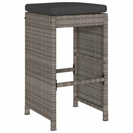 Vidaxl tuinbarkrukken met kussens 4 st poly rattan grijs