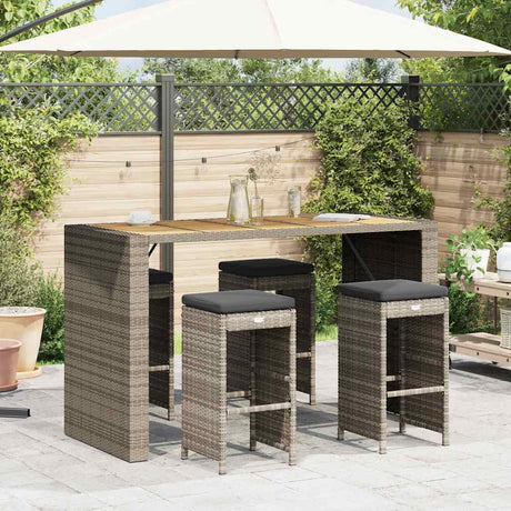 Vidaxl tuinbarkrukken met kussens 4 st poly rattan grijs