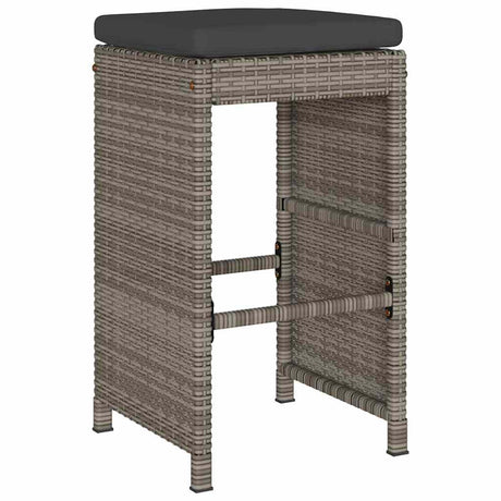 Vidaxl tuinbarkrukken met kussens 6 st poly rattan grijs