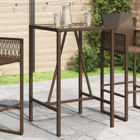 Vidaxl tuinbartafel 70x70x110 cm poly rattan bruin