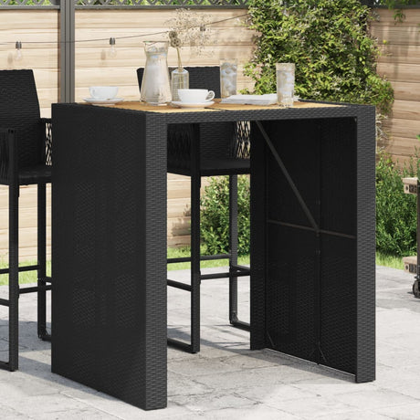 Vidaxl tuinbartafel acaciahouten blad 105x80x110 cm poly rattan zwart