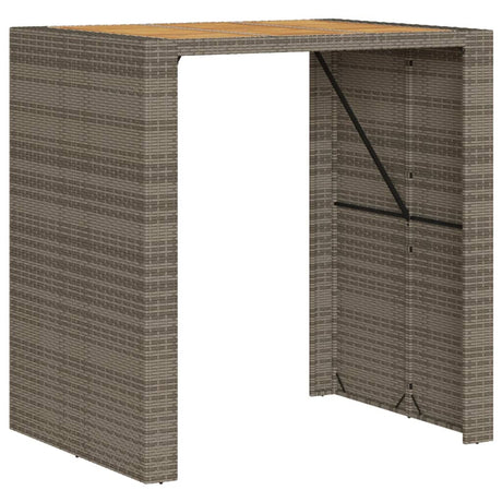 Vidaxl tuinbartafel acaciahouten blad 105x80x110 cm poly rattan grijs