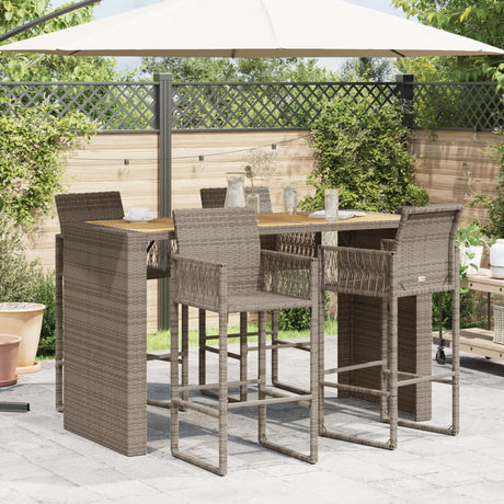 Vidaxl tuinbartafel acaciahouten blad 185x80x110 cm poly rattan grijs