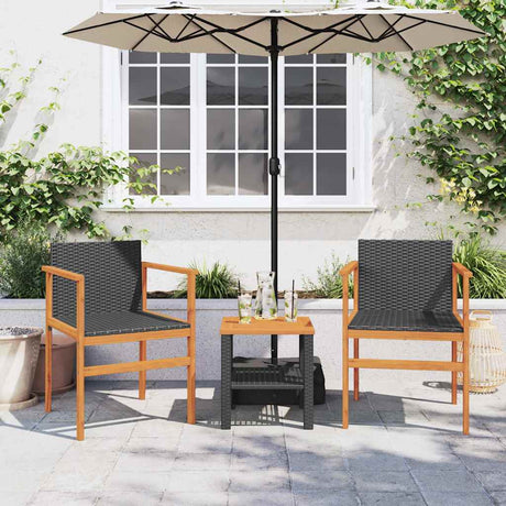 Vidaxl tuinstoelen 2 st poly rattan en massief hout zwart