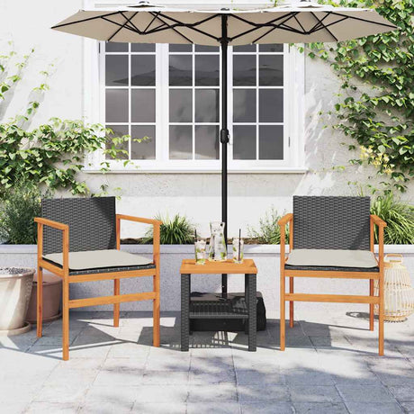 Vidaxl tuinstoelen 2 st met kussens poly rattan en massief hout zwart
