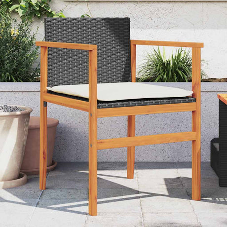 Vidaxl tuinstoelen 2 st met kussens poly rattan en massief hout zwart