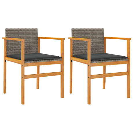 Vidaxl tuinstoelen 2 st met kussens poly rattan en massief hout grijs
