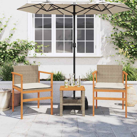 Vidaxl tuinstoelen 2 st met kussens poly rattan en massief hout beige