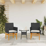 Vidaxl tuinstoelen 2 st met kussens poly rattan en massief hout zwart