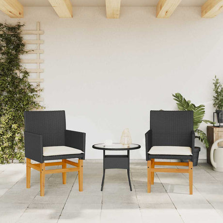 Vidaxl tuinstoelen 2 st met kussens poly rattan en massief hout zwart
