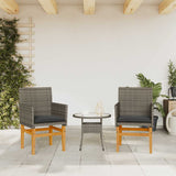 Vidaxl tuinstoelen 2 st met kussens poly rattan en massief hout grijs
