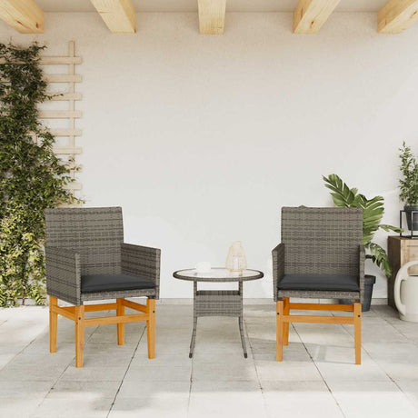 Vidaxl tuinstoelen 2 st met kussens poly rattan en massief hout grijs
