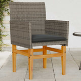 Vidaxl tuinstoelen 2 st met kussens poly rattan en massief hout grijs