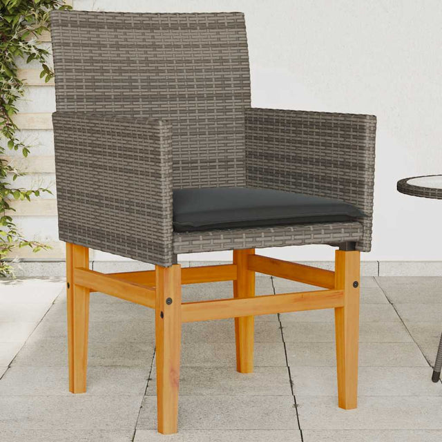 Vidaxl tuinstoelen 2 st met kussens poly rattan en massief hout grijs