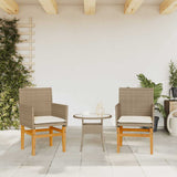 Vidaxl tuinstoelen 2 st met kussens poly rattan en massief hout beige