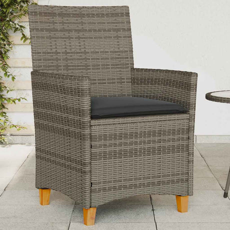 Vidaxl tuinstoelen 2 st met kussens poly rattan en massief hout grijs