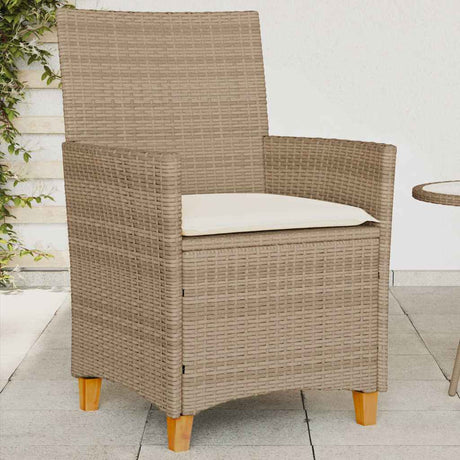 Vidaxl tuinstoelen 2 st met kussens poly rattan en massief hout beige