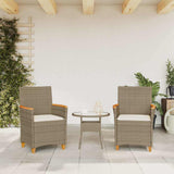 Vidaxl tuinstoelen 2 st met kussens poly rattan en massief hout beige