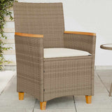 Vidaxl tuinstoelen 2 st met kussens poly rattan en massief hout beige