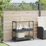 Vidaxl bartrolley 3-laags poly rattan en massief acaciahout zwart