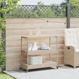 Vidaxl keukentrolley 3-laags poly rattan en massief acaciahout beige