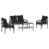Vidaxl 4-delige loungeset met kussens poly rattan zwart