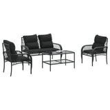 Vidaxl 4-delige loungeset met kussens poly rattan zwart