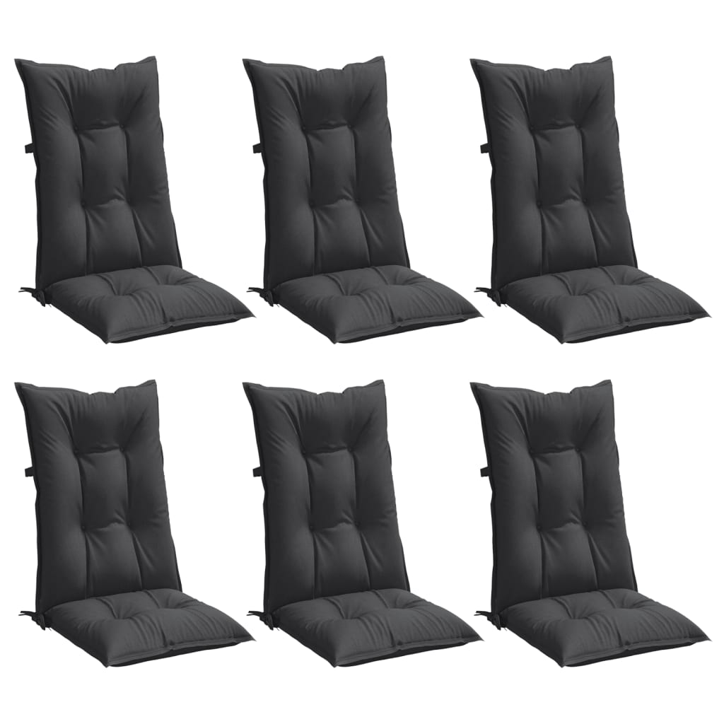 Vidaxx Stuhlkissen 6 Stück hohe Rückenlehne 120x50x7 cm Stoff Anthrazit gemischt
