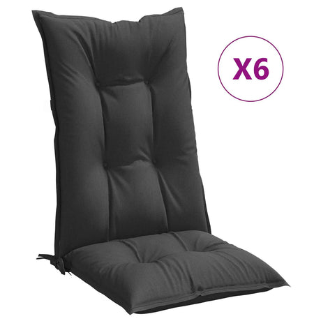 Vidaxx Stuhlkissen 6 Stück hohe Rückenlehne 120x50x7 cm Stoff Anthrazit gemischt