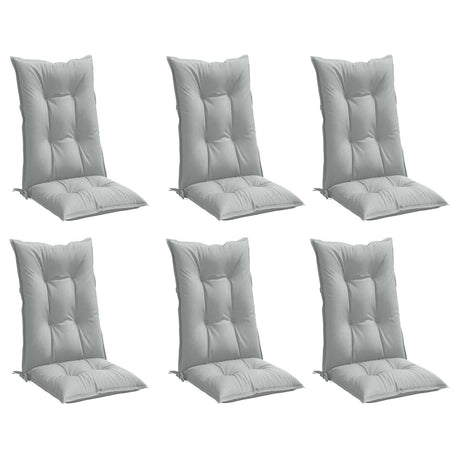 Vidaxx Stuhlkissen 6 Stück hohe Rückenlehne 120x50x7 cm Stoff hellgrau