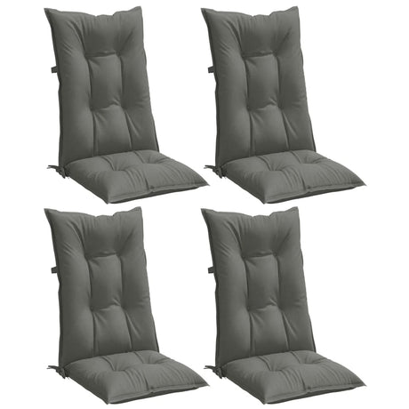 Vidaxx Stuhlkissen 4 Stück hohe Rückenlehne 120x50x7 cm Stoff dunkelgrau