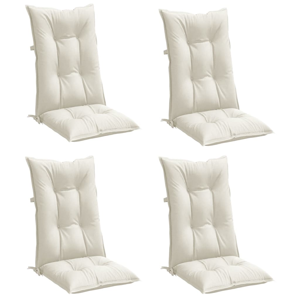 Vidaxx Stuhlkissen 4 Stück hohe Rückenlehne 120x50x7 cm Stoff gemischt creme