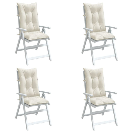 Vidaxx Stuhlkissen 4 Stück hohe Rückenlehne 120x50x7 cm Stoff gemischt creme