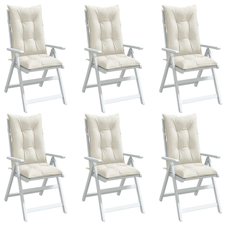VidaXL Stuhlkissen 6 Stück hohe Rückenlehne 120x50x7 cm Stoff gemischt creme