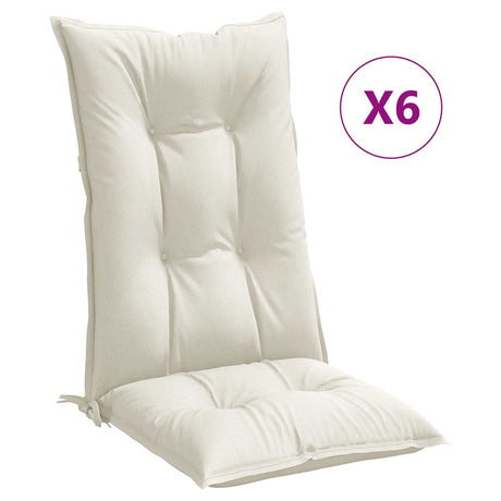 VidaXL Stuhlkissen 6 Stück hohe Rückenlehne 120x50x7 cm Stoff gemischt creme