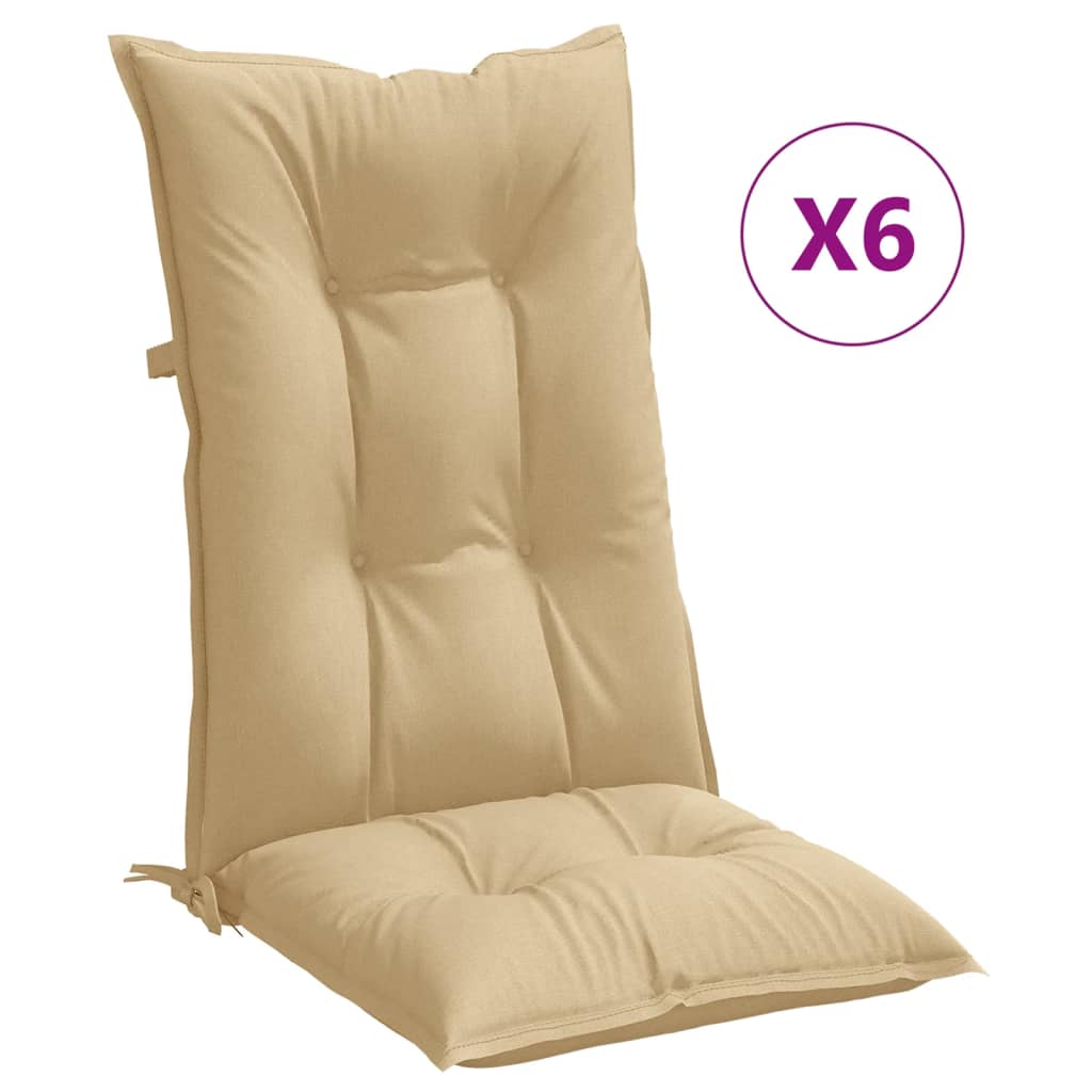 Vidaxx Stuhlkissen 6 Stück hohe Rückenlehne 120x50x7 cm Stoff beige gemischt