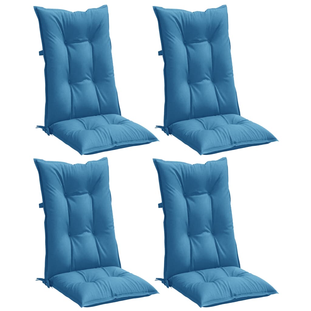 Vidaxx Stuhlkissen 4 Stück hohe Rückenlehne 120x50x7 cm Stoff blau gemischt