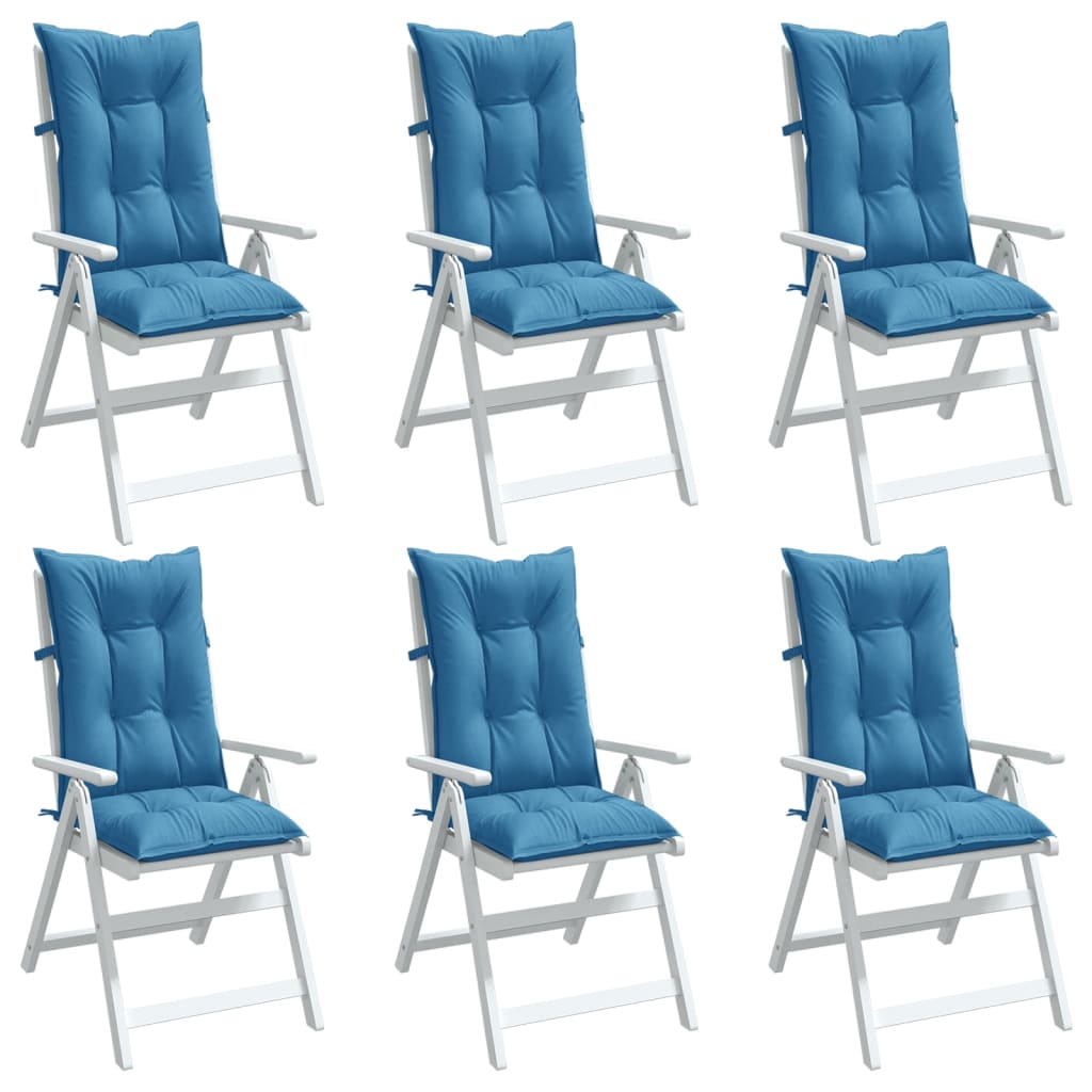 Vidaxx Stuhlkissen 6 Stück hohe Rückenlehne 120x50x7 cm Stoff blau gemischt