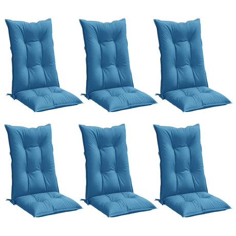 Vidaxx Stuhlkissen 6 Stück hohe Rückenlehne 120x50x7 cm Stoff blau gemischt
