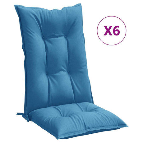 Vidaxx Stuhlkissen 6 Stück hohe Rückenlehne 120x50x7 cm Stoff blau gemischt