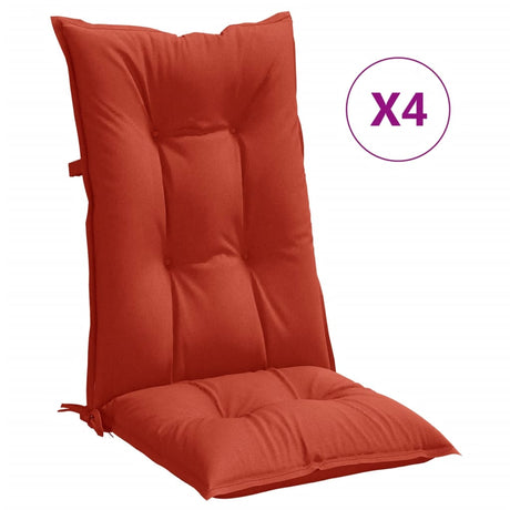 Vidaxx Stuhlkissen 4 Stück hohe Rückenlehne 120x50x7 cm Stoff rot gemischt