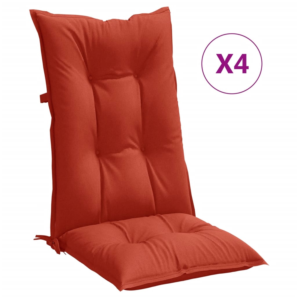 Vidaxx Stuhlkissen 4 Stück hohe Rückenlehne 120x50x7 cm Stoff rot gemischt