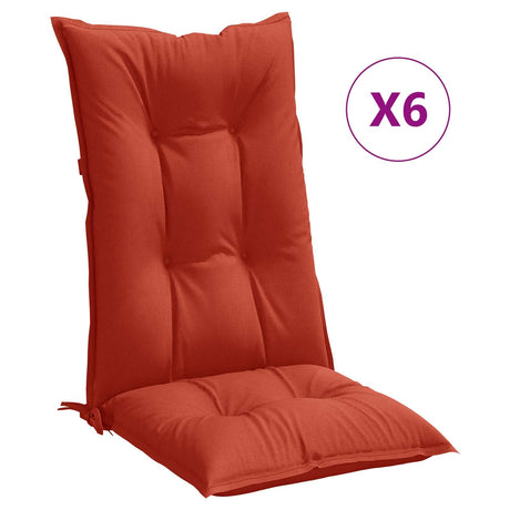 Vidaxx Stuhlkissen 6 Stück hohe Rückenlehne 120x50x7 cm Stoff rot gemischt