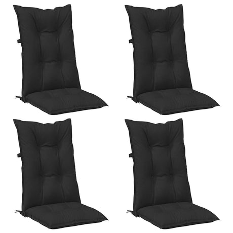 Vidaxl hooge rug stoelkussens set 4 st polyester melange zwart