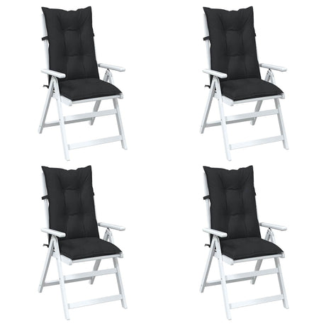 Vidaxl hooge rug stoelkussens set 4 st polyester melange zwart