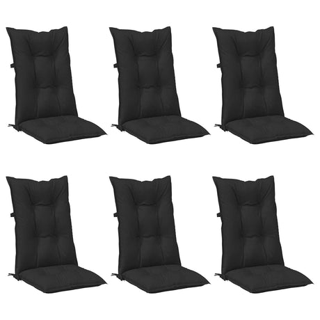 Vidaxl hooge rug stoelkussens set 6 st polyester melange zwart