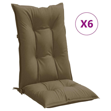 Vidaxx Stuhlkissen 6 Stück hohe Rückenlehne 120x50x7 cm Stoff Melange Taupe