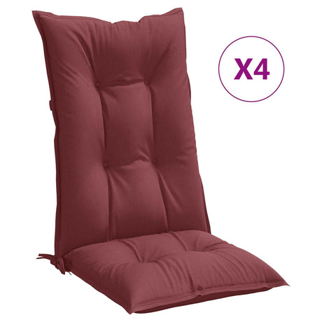 Vidaxx Stuhlkissen 4 Stück hohe Rückenlehne 120x50x7 cm Stoff weinrot gemischt