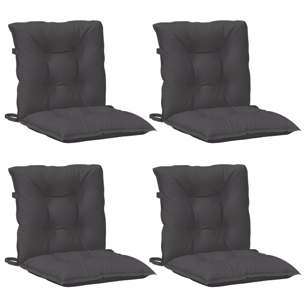VidaXL Stuhlkissen 4 Stück niedrige Rückenlehne 100x50x7 cm Stoff gemischt Anthrazit