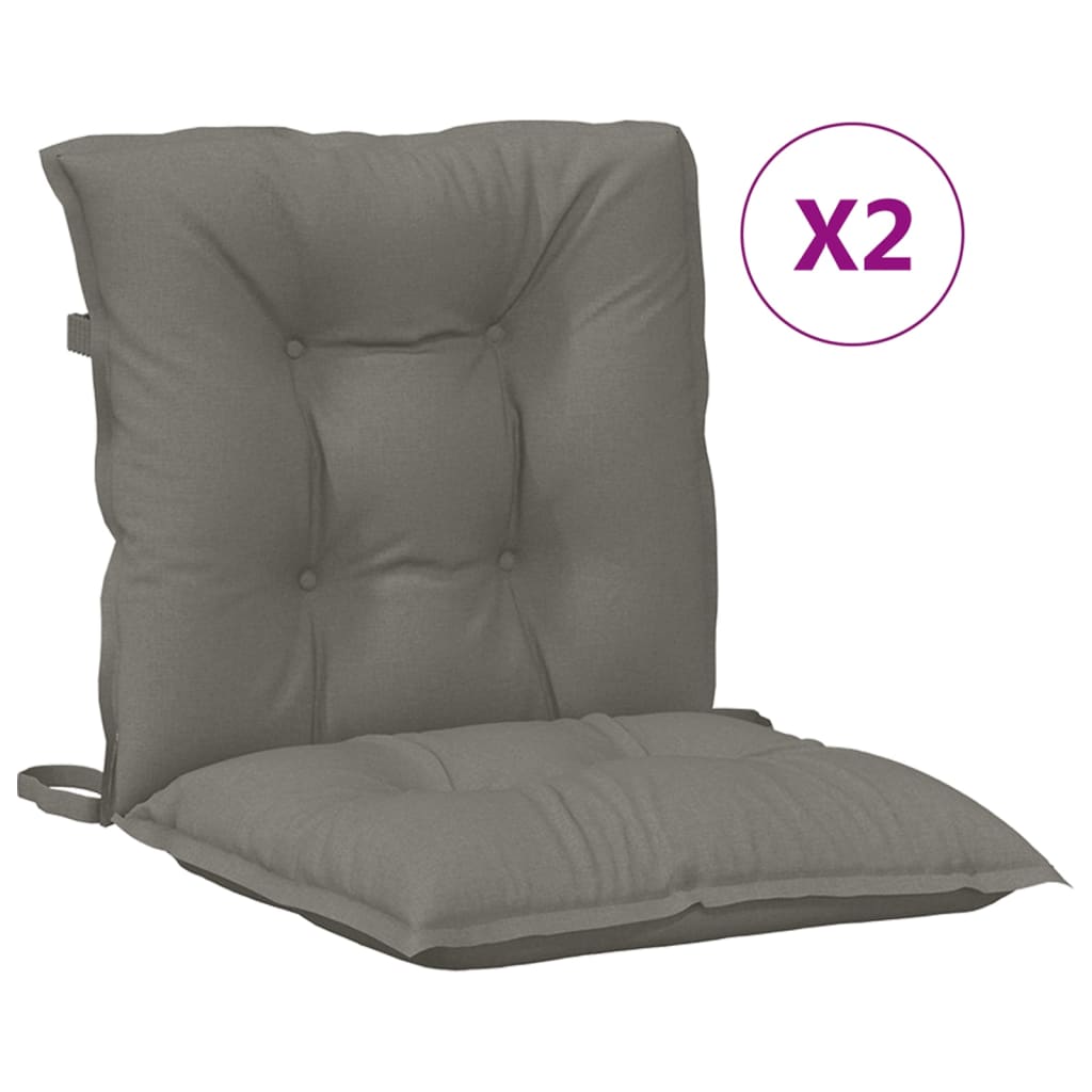 VidaXL Stuhlkissen 2 Stück niedrige Rückenlehne 100x50x7 cm Stoff dunkelgrau